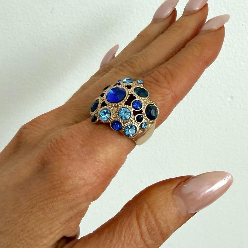 Gold & Blue Multi Stone Confetti Ring - Picture 2 of 6